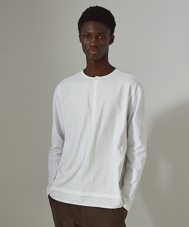 フィブリル ヘンリーネック 長袖Tシャツ
