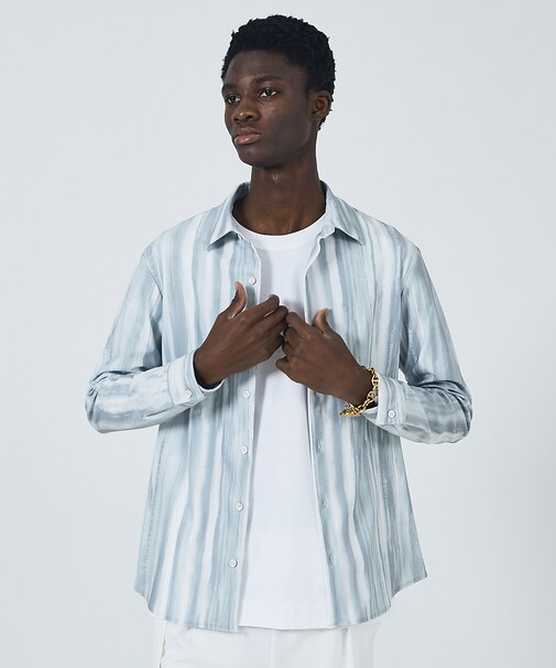 【25S/S】ブラッシュ ストライプ ストレッチ 長袖シャツ