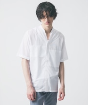 【25S/S】パッチワーク メッシュ 半袖シャツ