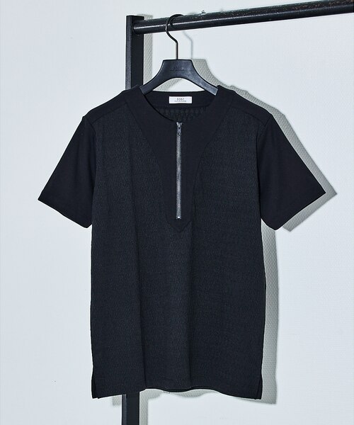 【ブラック】ミックスジャガード 半袖 Tシャツ ミックスジャガード 半袖 Tシャツ｜ゴーサンゴーイチプール・オムの