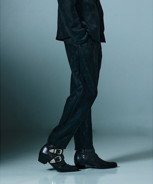 セットアップ対応】ストレッチ スエード テーパードパンツ｜ゴー