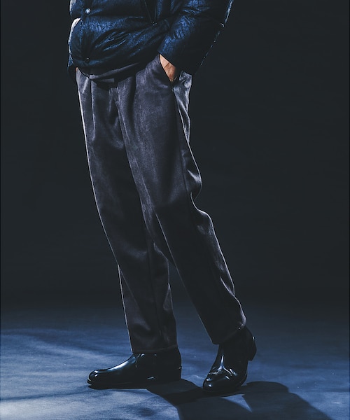 セットアップ対応】ストレッチ スエード テーパードパンツ｜ゴー