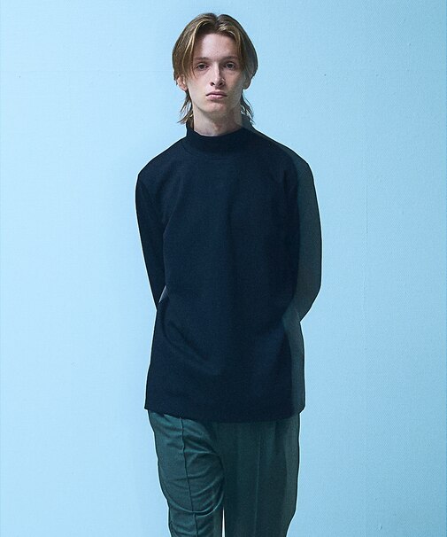 サイドライン ハイネック 長袖Tシャツ