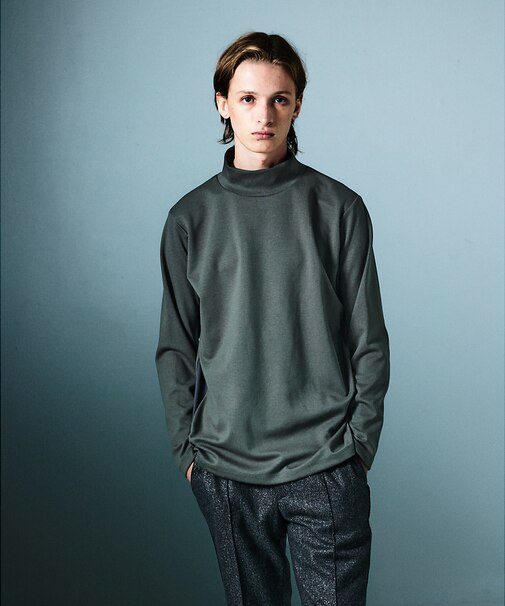 サイドライン ハイネック 長袖Tシャツ