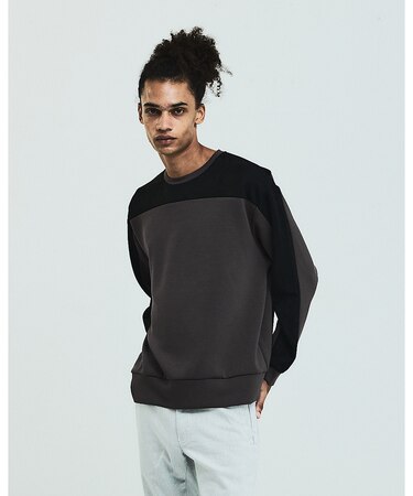 コンビネーション スエード 長袖Tシャツ