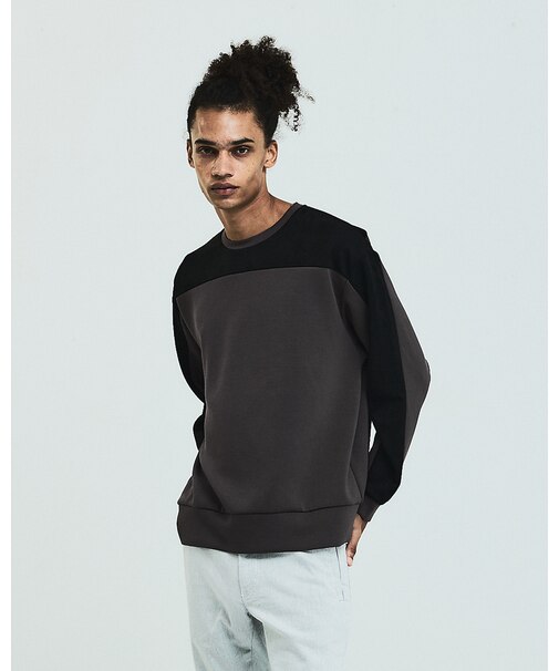 コンビネーション スエード 長袖Tシャツ