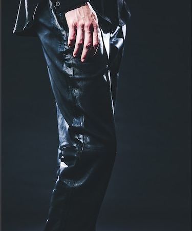 【25AW/セットアップ対応】レザー テーパード スラックスパンツ
