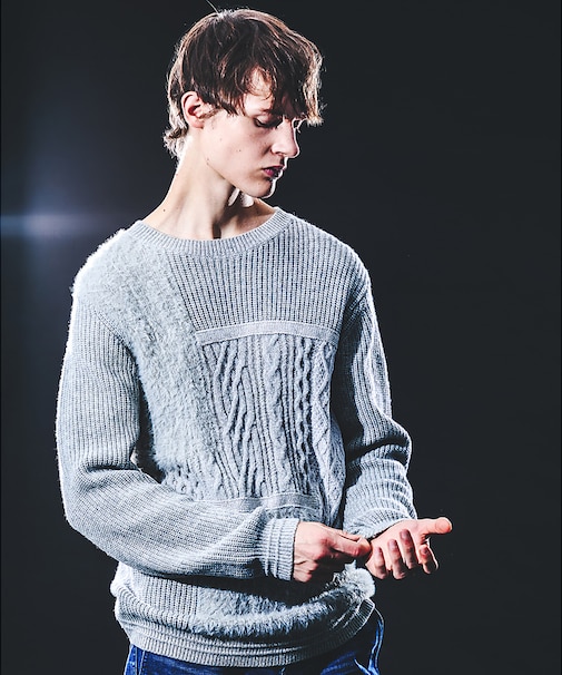 コンビネーション クルーネックニット