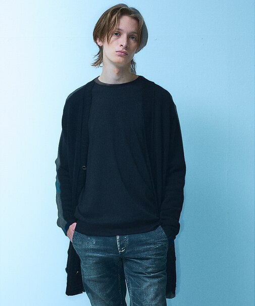 ダメージ ニットカーディガン