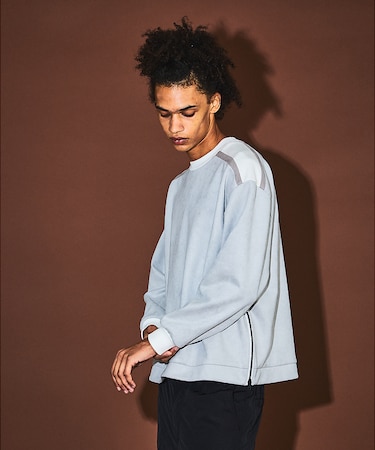 【セットアップ対応】ストレッチ スウェード ジップ プルオーバー