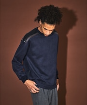 【セットアップ対応】ストレッチ スウェード ジップ プルオーバー