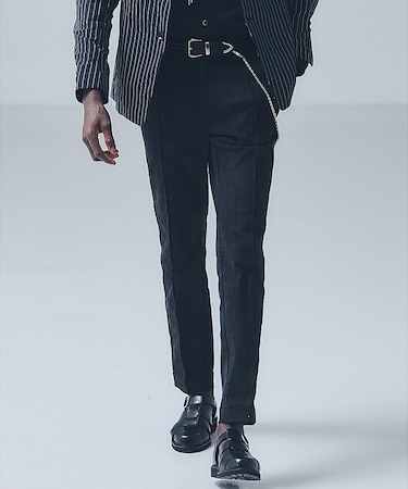 【セットアップ対応】タックテーパード デニム スラックス