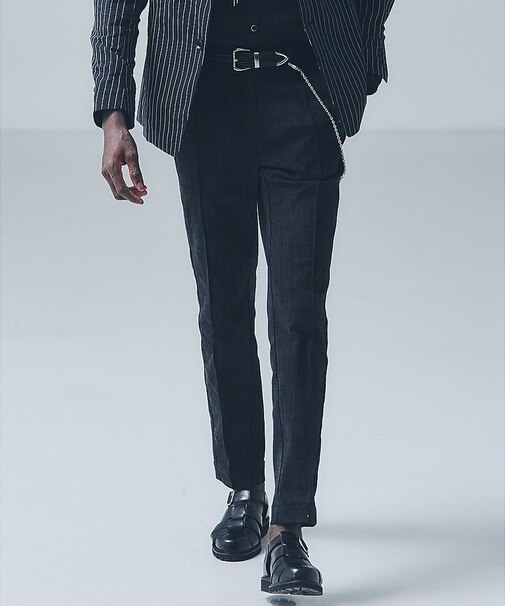 【セットアップ対応】タックテーパード デニム スラックス