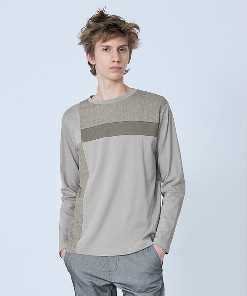 【3素材コンビ】コンビネーション 長袖 Tシャツ