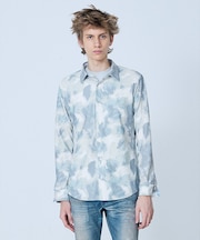 【フラワー柄】長袖 プリント シャツ