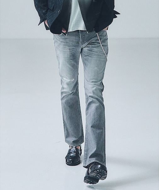 【プリント】フレア デニム パンツ