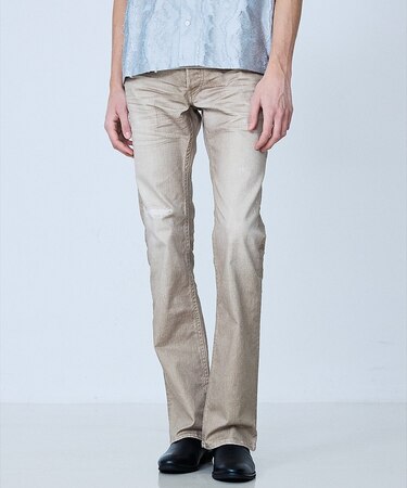 【プリント】フレア デニム パンツ