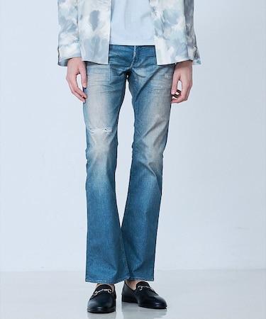 【プリント】フレア デニム パンツ