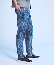 【ケミカルウォッシュ】Zip テーパード スキニー デニム