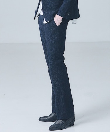 【セットアップ対応】幾何学柄 ジャガード フレアパンツ