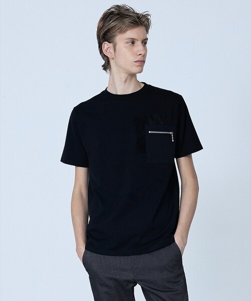【ブラック】ミックスジャガード 半袖 Tシャツ 5351 POUR LES HOMMES tシャツ ミックスジャガード 半袖 Tシャツ