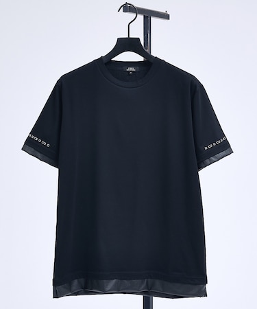 レイヤード スタッズ 半袖Tシャツ