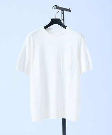 【シルケットコットン】セーターマシーン  クルーネック ニットTシャツ