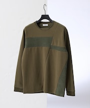 コンビネーション スエード 長袖Tシャツ