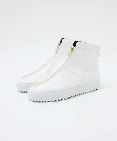 【LEON別注】ダブルジップ 型押し スニーカー