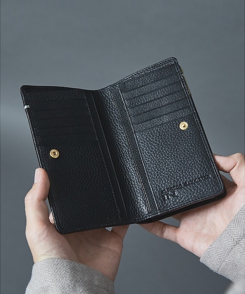 【牛革・長財布】シボレザー ラインデザイン 二つ折り