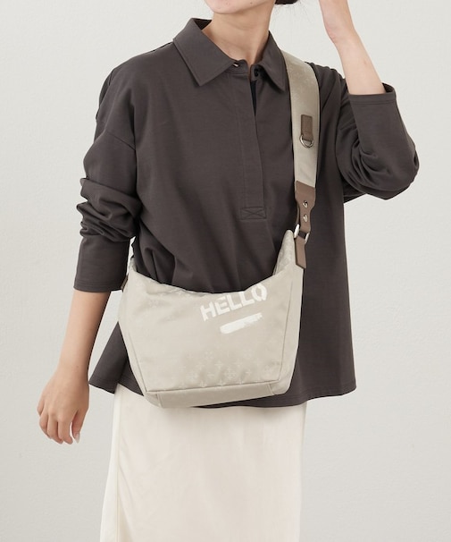 ステンシル風プリント ナイロン2WAYミニショルダーバッグ