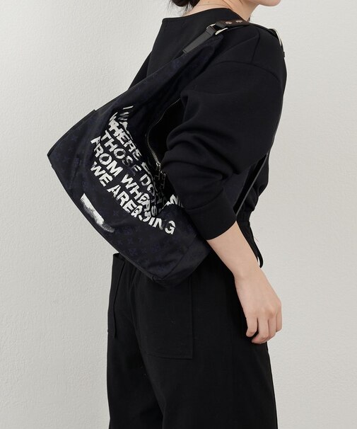 ステンシル風プリント ナイロン2WAYショルダーバッグ