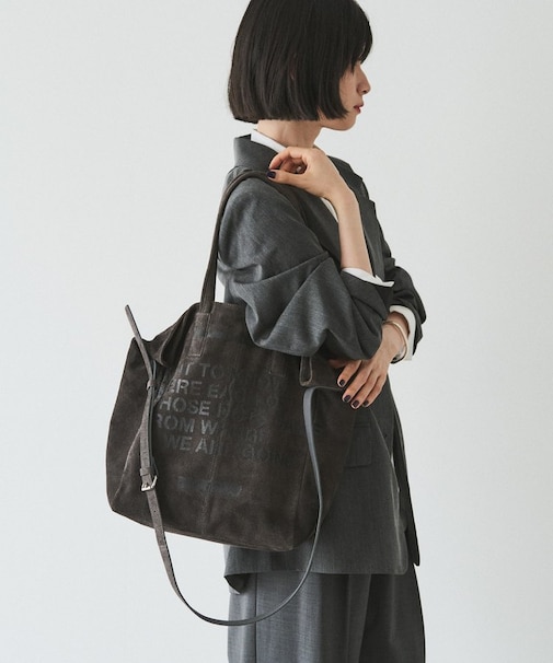 ステンシルデザインスエード2WAYトートバッグ