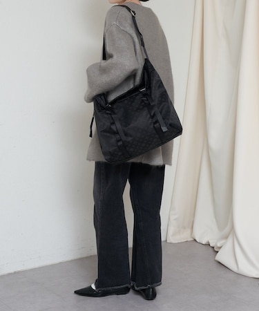 ナイロンジャガードメタルバックルショルダーバッグ L