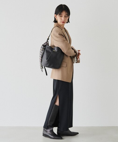 ツイードスカーフ付きレザー2WAYショルダーバッグ