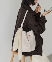 ツイードスカーフ付きレザー2WAYショルダーバッグ