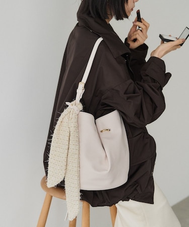 ツイードスカーフ付きレザー2WAYショルダーバッグ