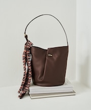 ツイードスカーフ付きレザー2WAYショルダーバッグ