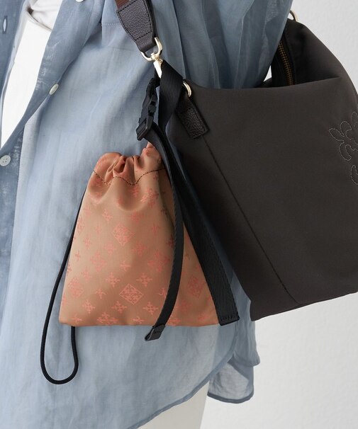 ナイロンジャガード巾着ポーチ S