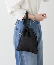 ナイロンジャガード巾着ポーチ L