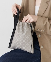 ナイロンジャガード巾着ポーチ L