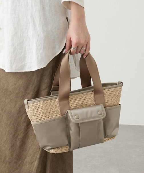 ナイロンラフィア×クラウズナイロン コンビ2WAYトートバッグ