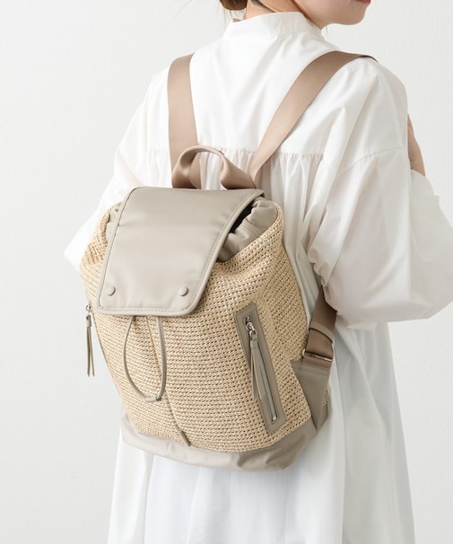 ナイロンラフィア×クラウズナイロンコンビリュックサック