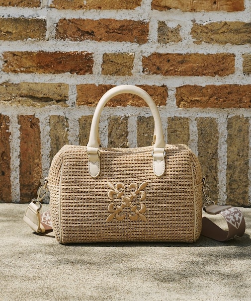 ナイロンラフィアミニボストンバッグ