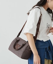 ナイロンラフィアミニボストンバッグ