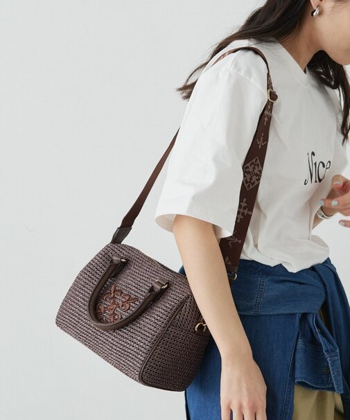 ナイロンラフィアミニボストンバッグ