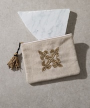 【インド刺繍】フラットポーチ