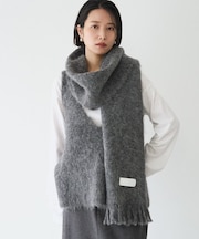 《アルパカ混》フリンジニットマフラー