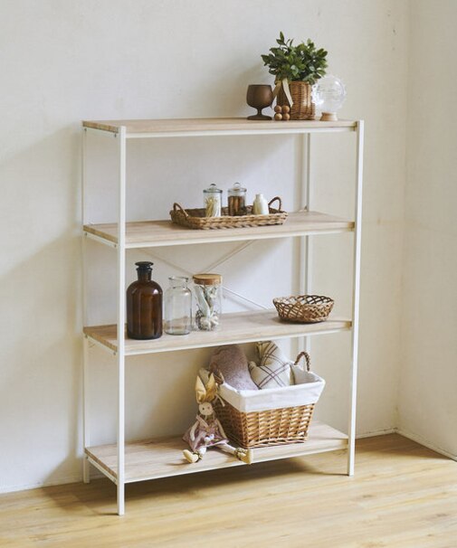 オールドアイアンラックワイド4段（ホワイト）