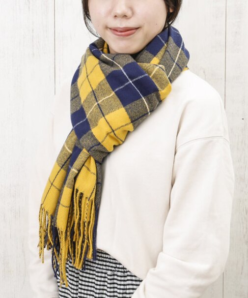 チェックマフラー（イエロー）